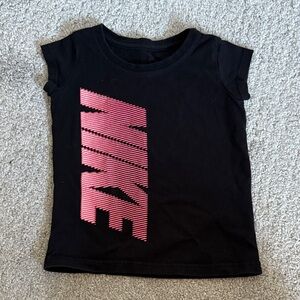 Nike Kids Tee with Pink Logo on Black